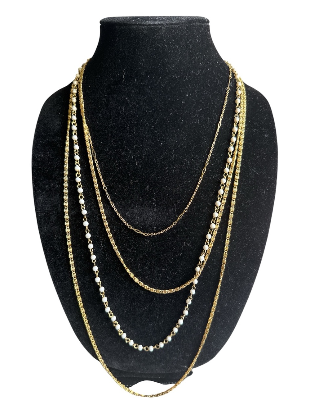Vintage gold tone multi strand necklace